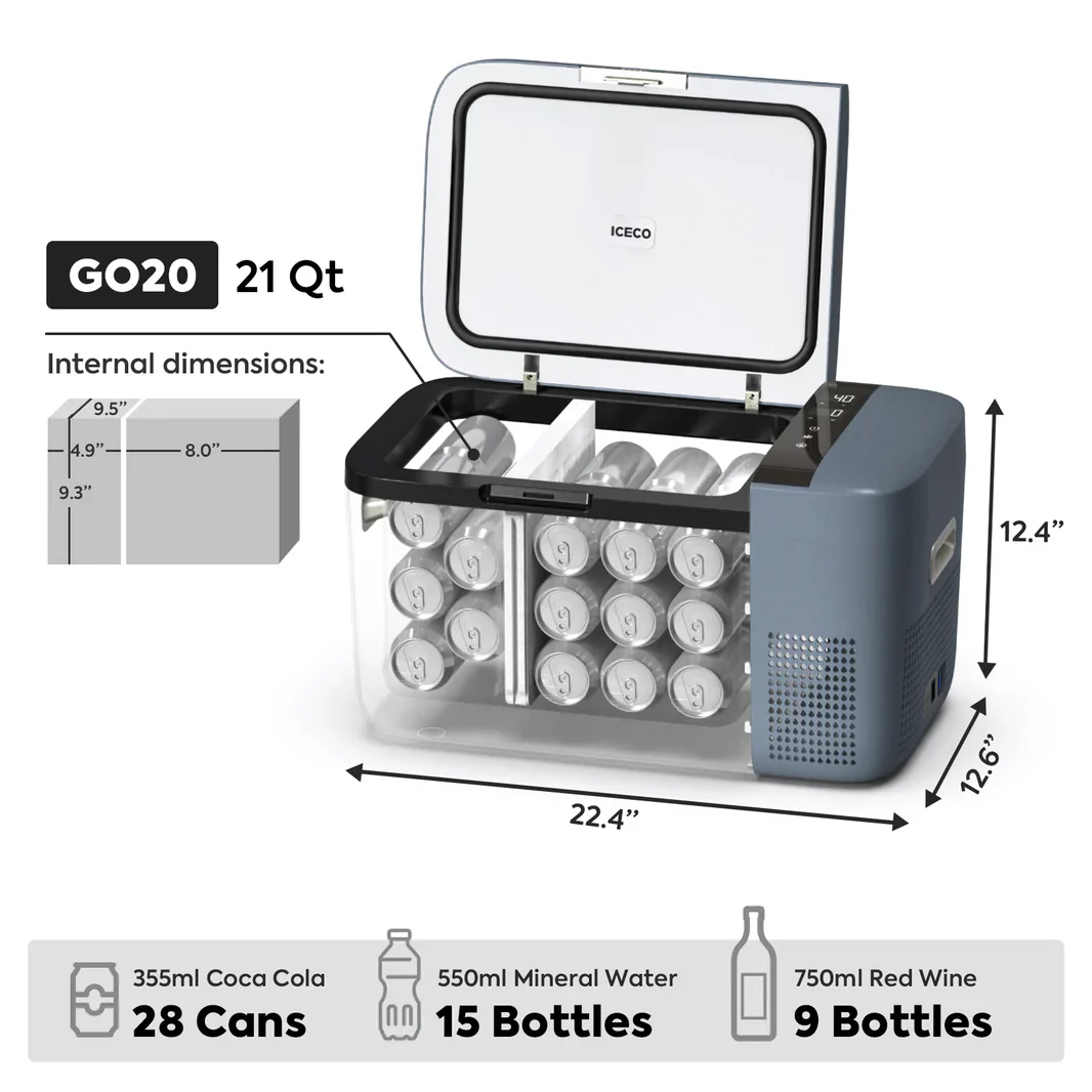 Frigo Congélateur ICECO GO20 Dual-Zone Gris – L'autonomie 4x4 - Image 3