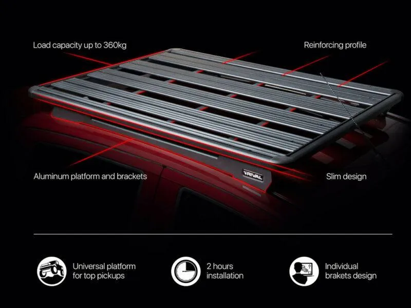 Galerie de toit 1430 x 1235mm pour Ford Ranger/Raptor 2023+ RIVAL 4x4 - Image 4