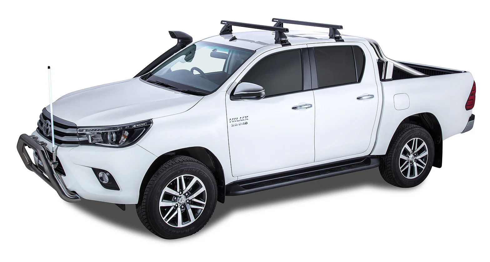 Kit 2 barres de toit Heavy Duty noire 1250mm série 2500 Toyota Hilux Revo 2015+ - RHINO-RACK