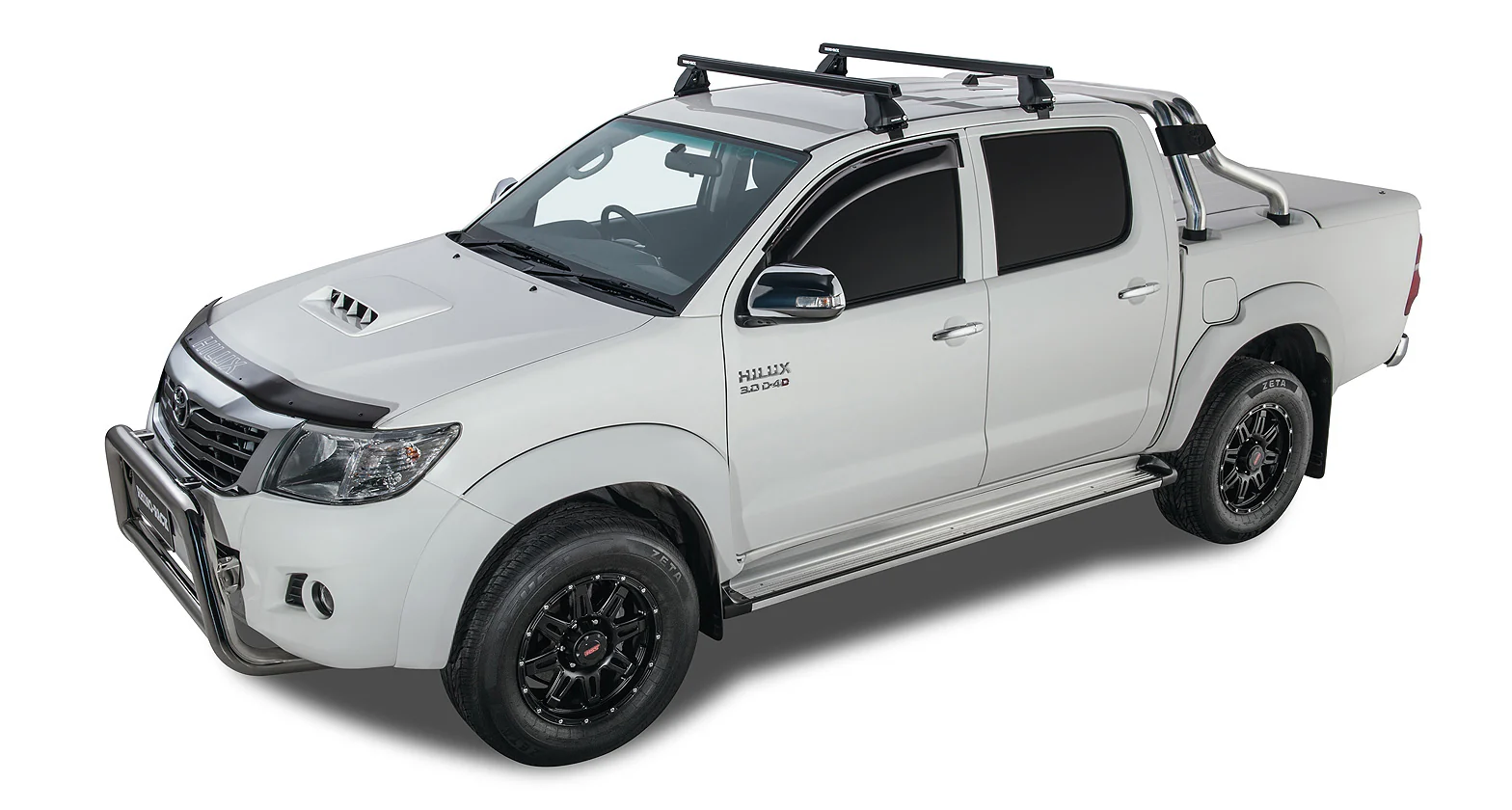 Kit 2 barres de toit Heavy Duty noire 1375mm série 2500 Toyota Hilux Vigo 2005-2015 - RHINO-RACK