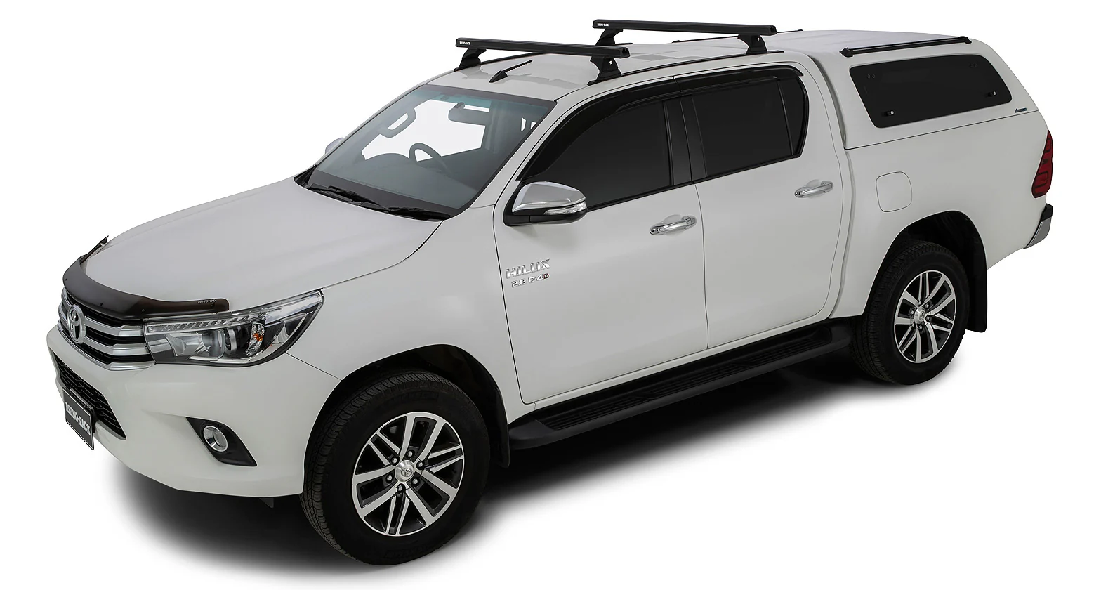 Kit 2 barres de toit noire 1250mm Heavy Duty RCH Trackmount Toyota Hilux Revo 2015+ - RHINO-RACK
