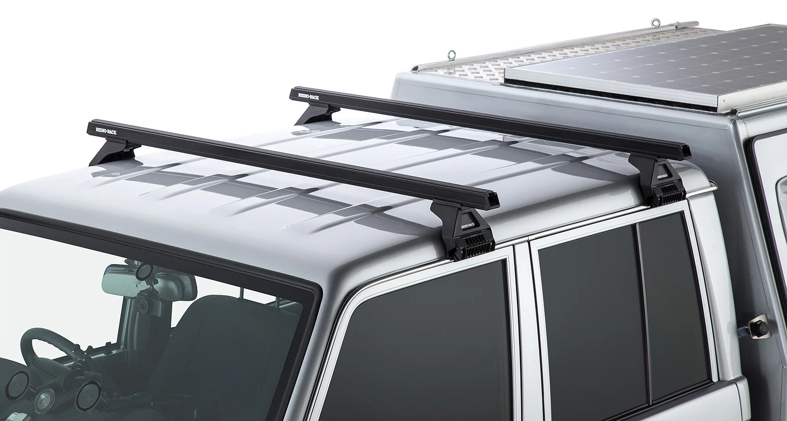 Kit 2 barres de toit noire Heavy Duty 1500mm avec pieds RL110 Toyota Land Cruiser série 79 2007+ - RHINO-RACK - Image 5
