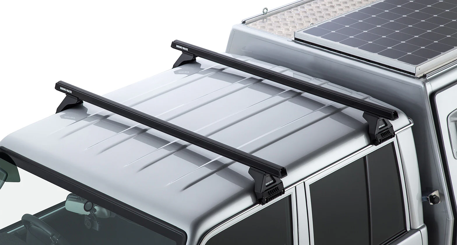 Kit 2 barres de toit noire Heavy Duty 1500mm avec pieds RL110 Toyota Land Cruiser série 79 2007+ - RHINO-RACK - Image 6