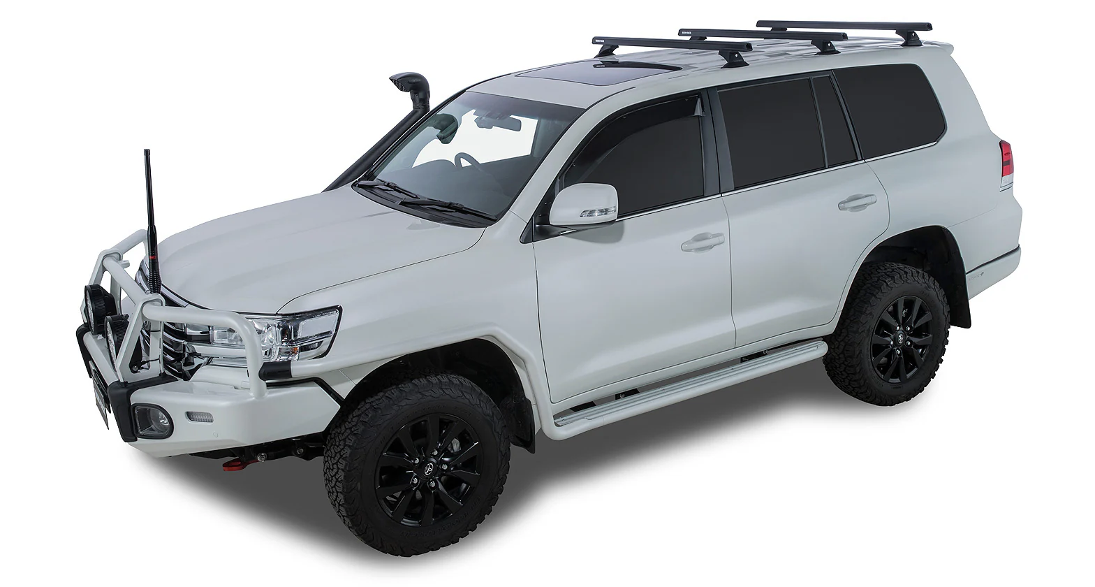 Kit 3 barres de toit noire 1375mm Heavy Duty avec pieds RCH Toyota Land Cruiser série 200 2007-2021 - RHINO-RACK