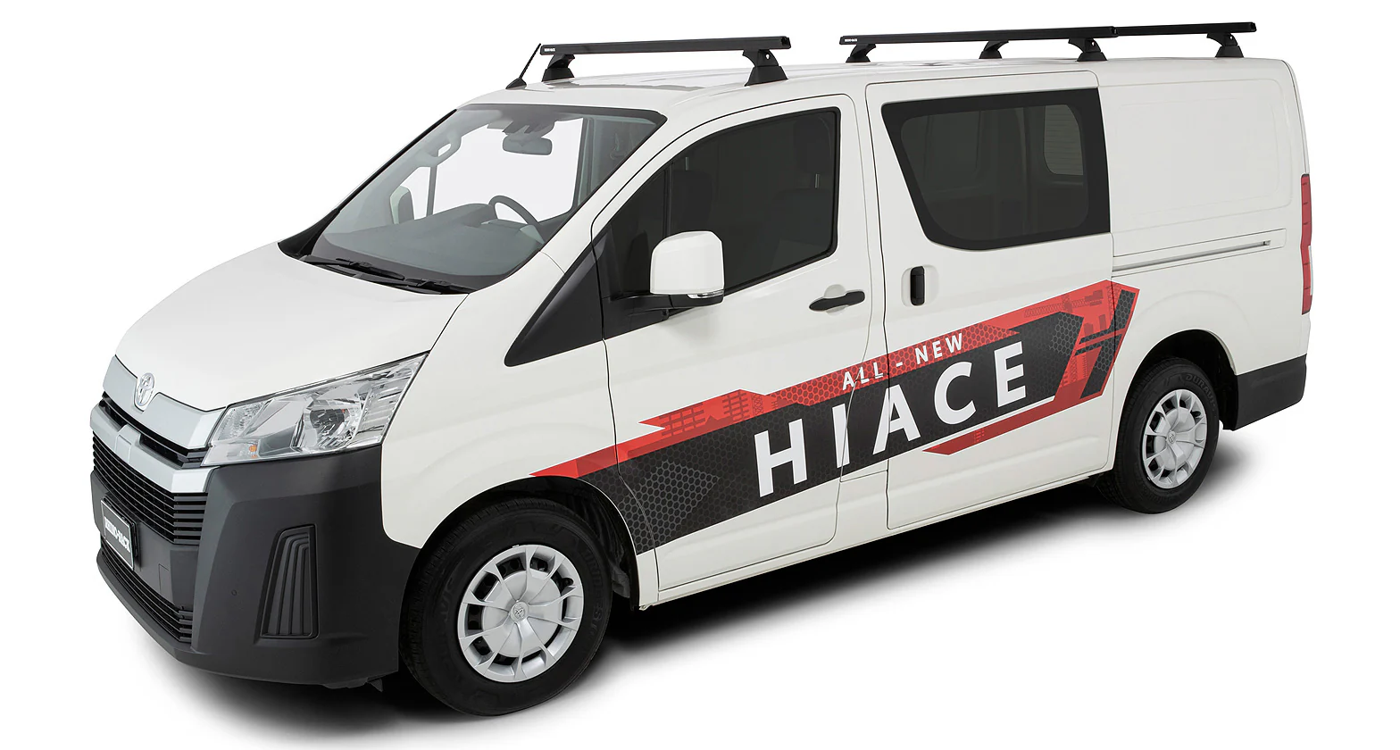 Kit 3 barres de toit noire 1650mm Heavy Duty avec pieds RCH Toyota Hiace Gen VI 2019+ - RHINO-RACK