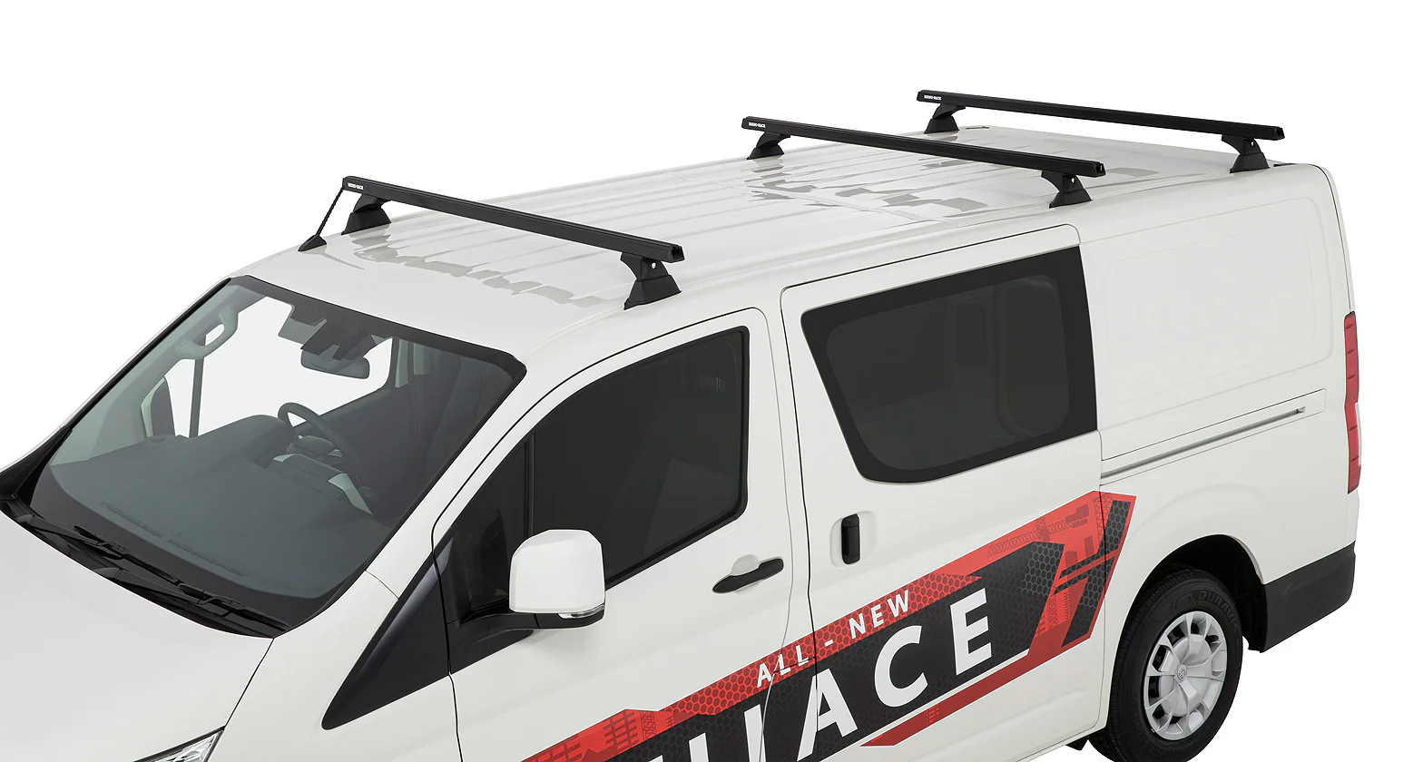 Kit 3 barres de toit noire 1650mm Heavy Duty avec pieds RCH Toyota Hiace Gen VI 2019+ - RHINO-RACK - Image 6