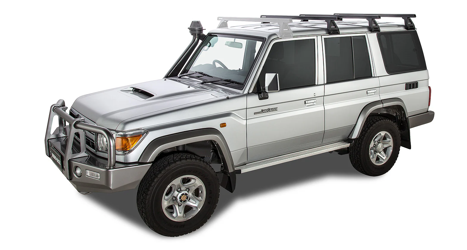 Kit 3 barres de toit noire Heavy Duty 1500mm avec pieds RL150 Toyota Land Cruiser série 76 2007+ - RHINO-RACK