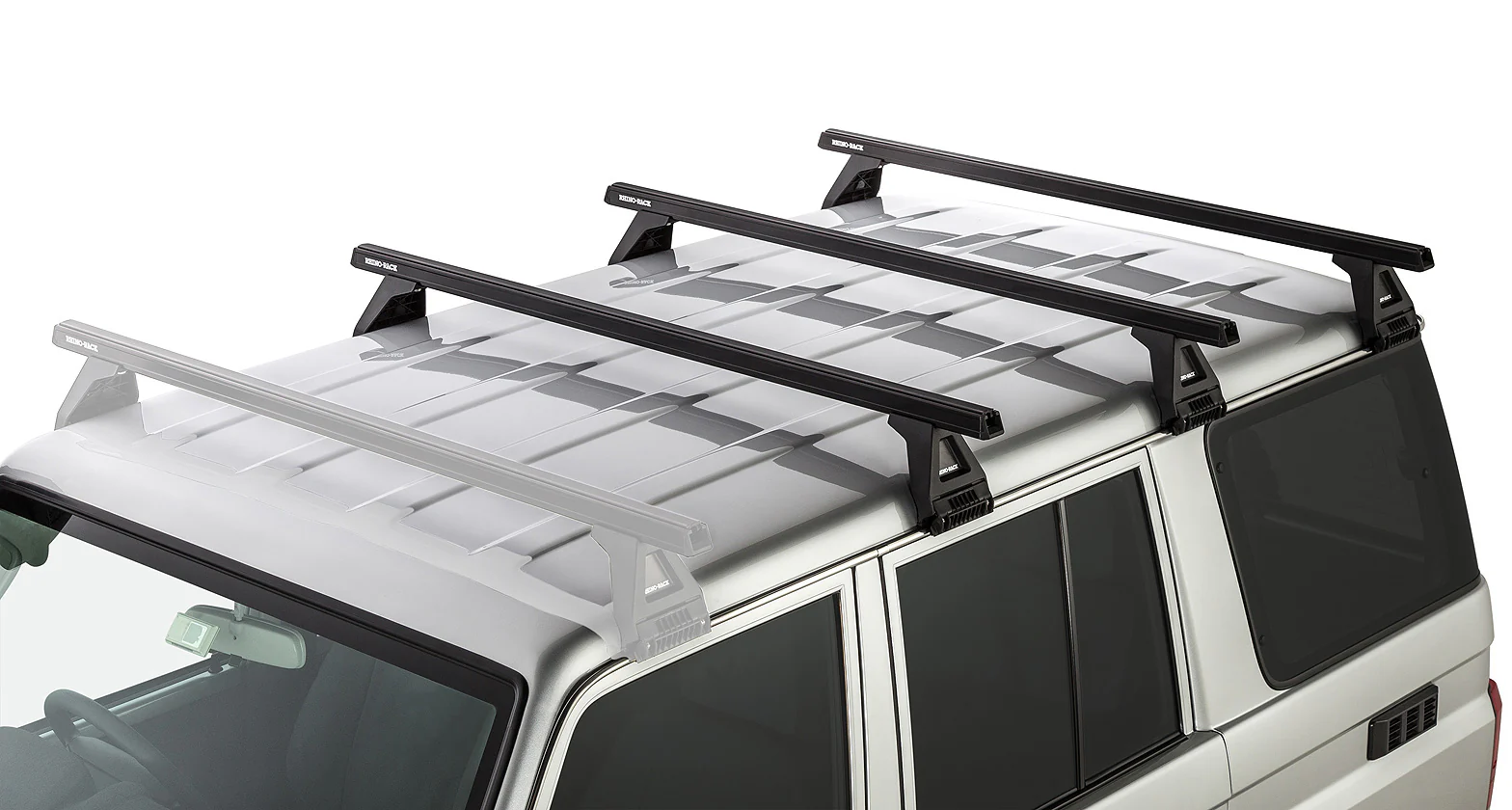 Kit 3 barres de toit noire Heavy Duty 1500mm avec pieds RL150 Toyota Land Cruiser série 76 2007+ - RHINO-RACK - Image 3