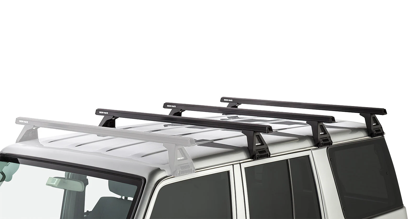 Kit 3 barres de toit noire Heavy Duty 1500mm avec pieds RL150 Toyota Land Cruiser série 76 2007+ - RHINO-RACK - Image 4