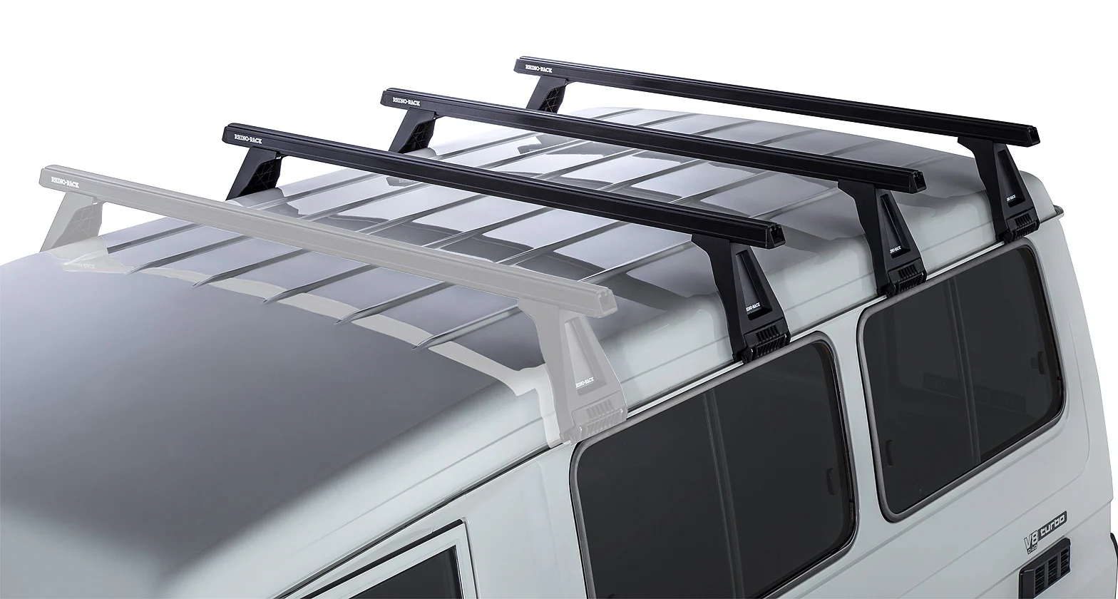 Kit 3 barres de toit noire Heavy Duty 1500mm avec pieds RL210 Toyota Land Cruiser série 78 2007+ - RHINO-RACK - Image 3