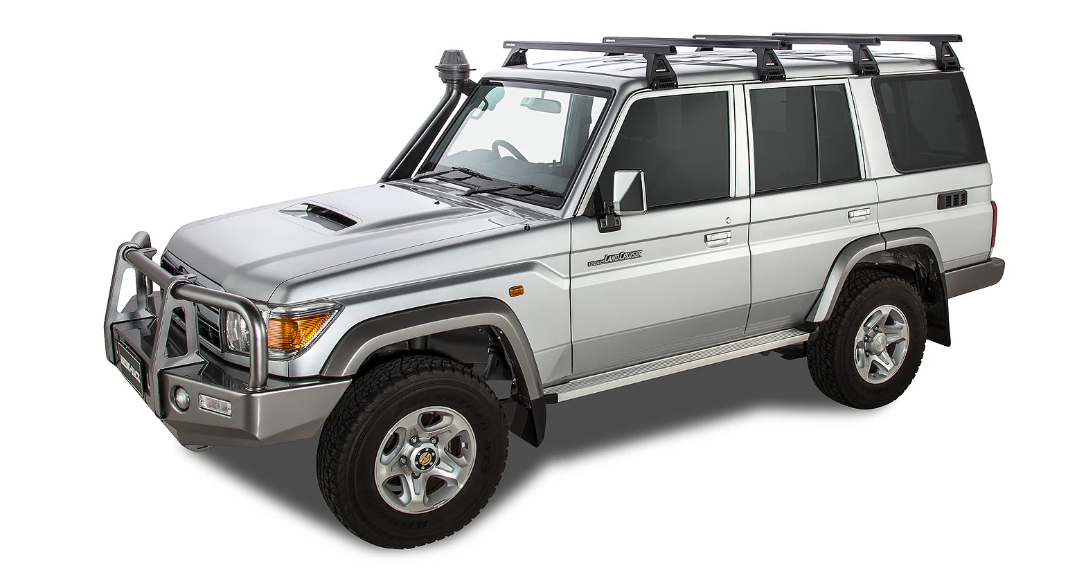 Kit 4 barres de toit noire Heavy Duty 1500mm avec pieds RL150 Toyota Land Cruiser série 76 2007+ - RHINO-RACK