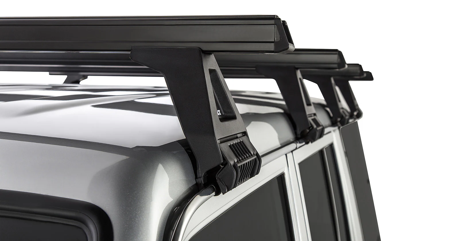 Kit 4 barres de toit noire Heavy Duty 1500mm avec pieds RL150 Toyota Land Cruiser série 76 2007+ - RHINO-RACK - Image 2