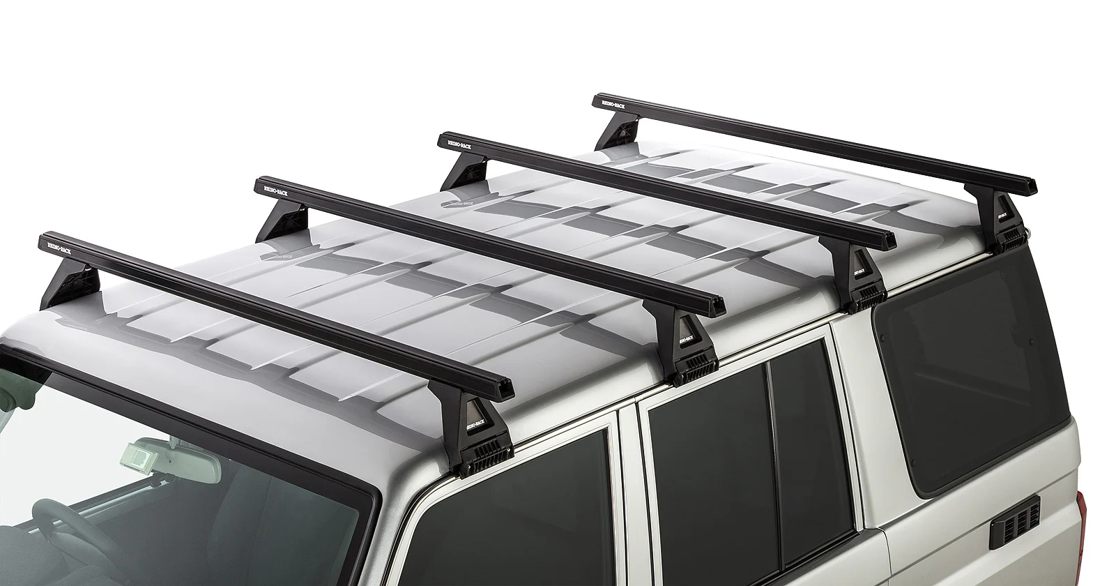 Kit 4 barres de toit noire Heavy Duty 1500mm avec pieds RL150 Toyota Land Cruiser série 76 2007+ - RHINO-RACK - Image 3