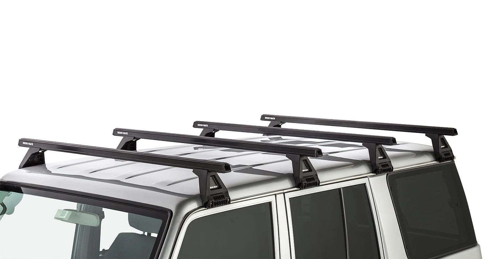 Kit 4 barres de toit noire Heavy Duty 1500mm avec pieds RL150 Toyota Land Cruiser série 76 2007+ - RHINO-RACK - Image 5