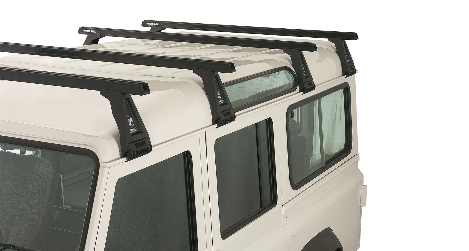 Kit 4 barres de toit noire Heavy Duty 1500mm avec pieds RL210 Land Rover Defender 110 1993-2020 - RHINO-RACK - Image 5