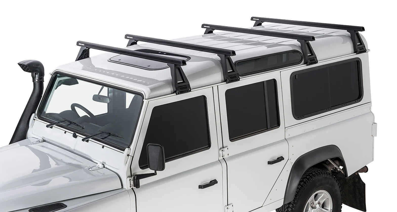 Kit 4 barres de toit noire Heavy Duty 1500mm avec pieds RL210 Land Rover Defender 110 1993-2020 - RHINO-RACK - Image 8