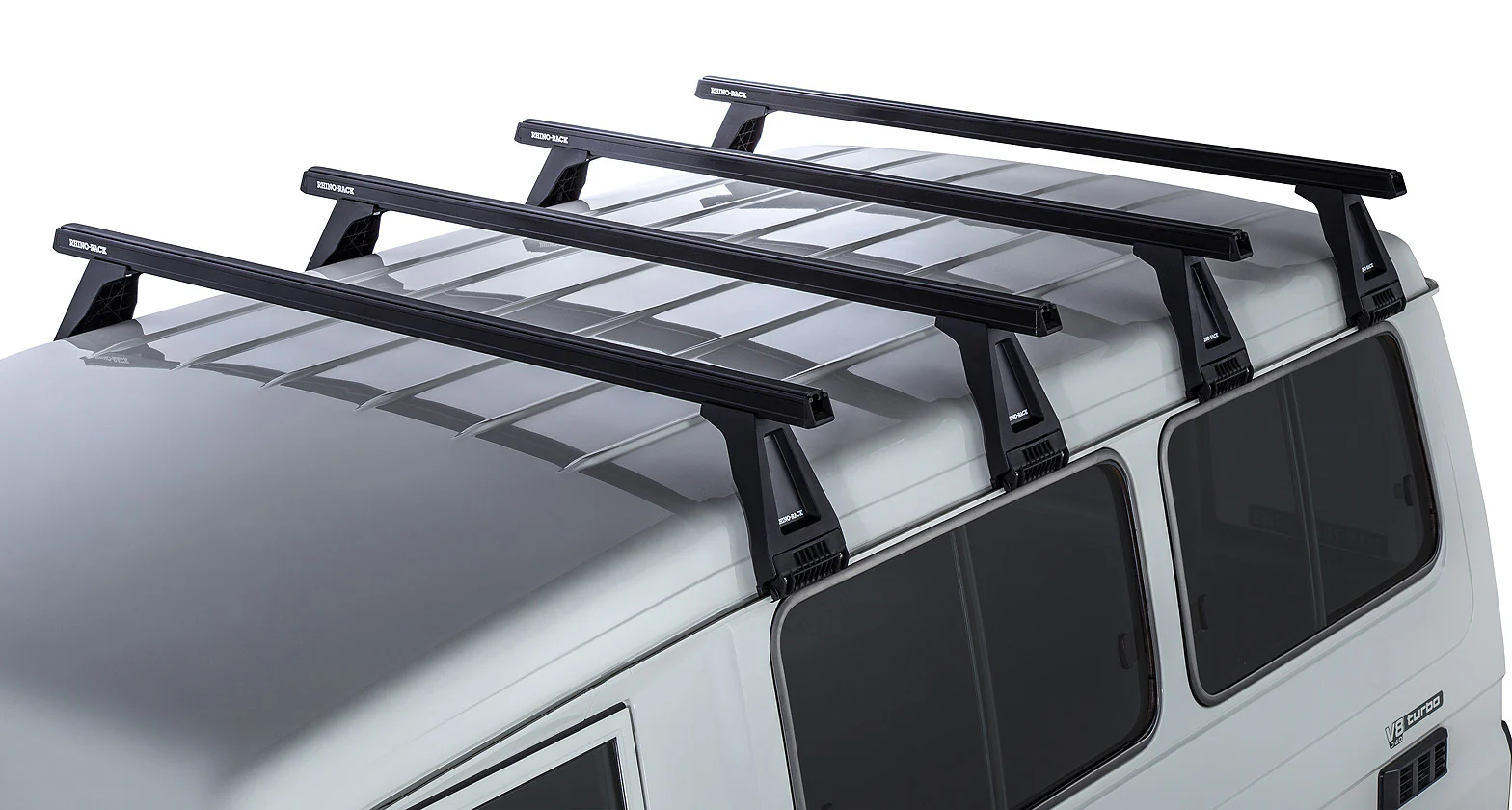 Kit 4 barres de toit noire Heavy Duty 1500mm avec pieds RL210 Toyota Land Cruiser série 78 2007+ - RHINO-RACK - Image 2