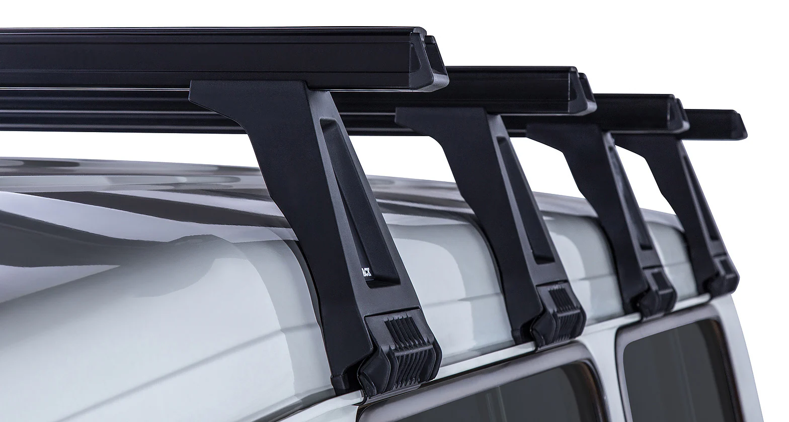 Kit 4 barres de toit noire Heavy Duty 1500mm avec pieds RL210 Toyota Land Cruiser série 78 2007+ - RHINO-RACK - Image 4