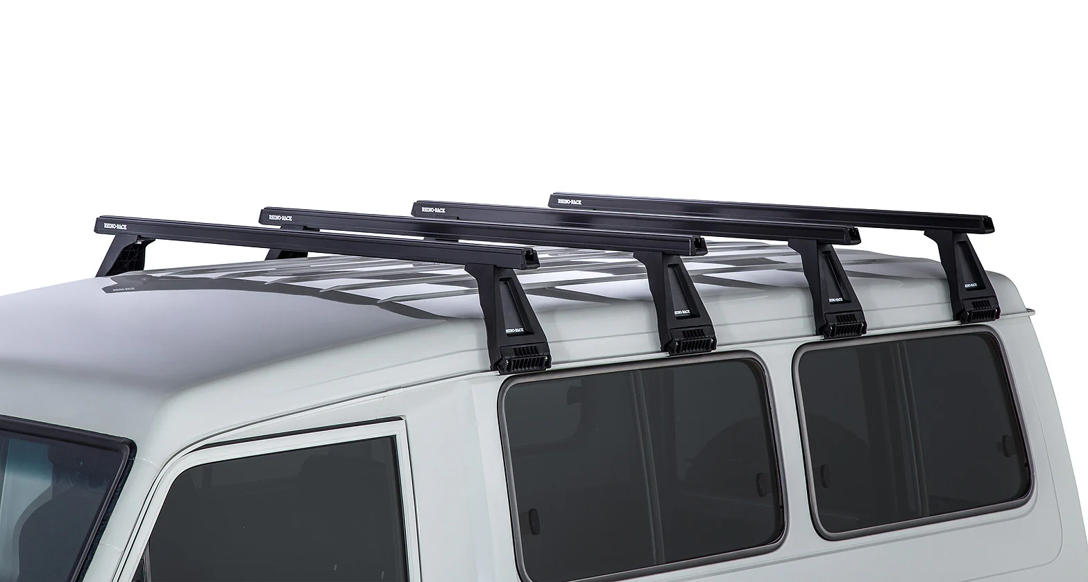 Kit 4 barres de toit noire Heavy Duty 1500mm avec pieds RL210 Toyota Land Cruiser série 78 2007+ - RHINO-RACK - Image 5