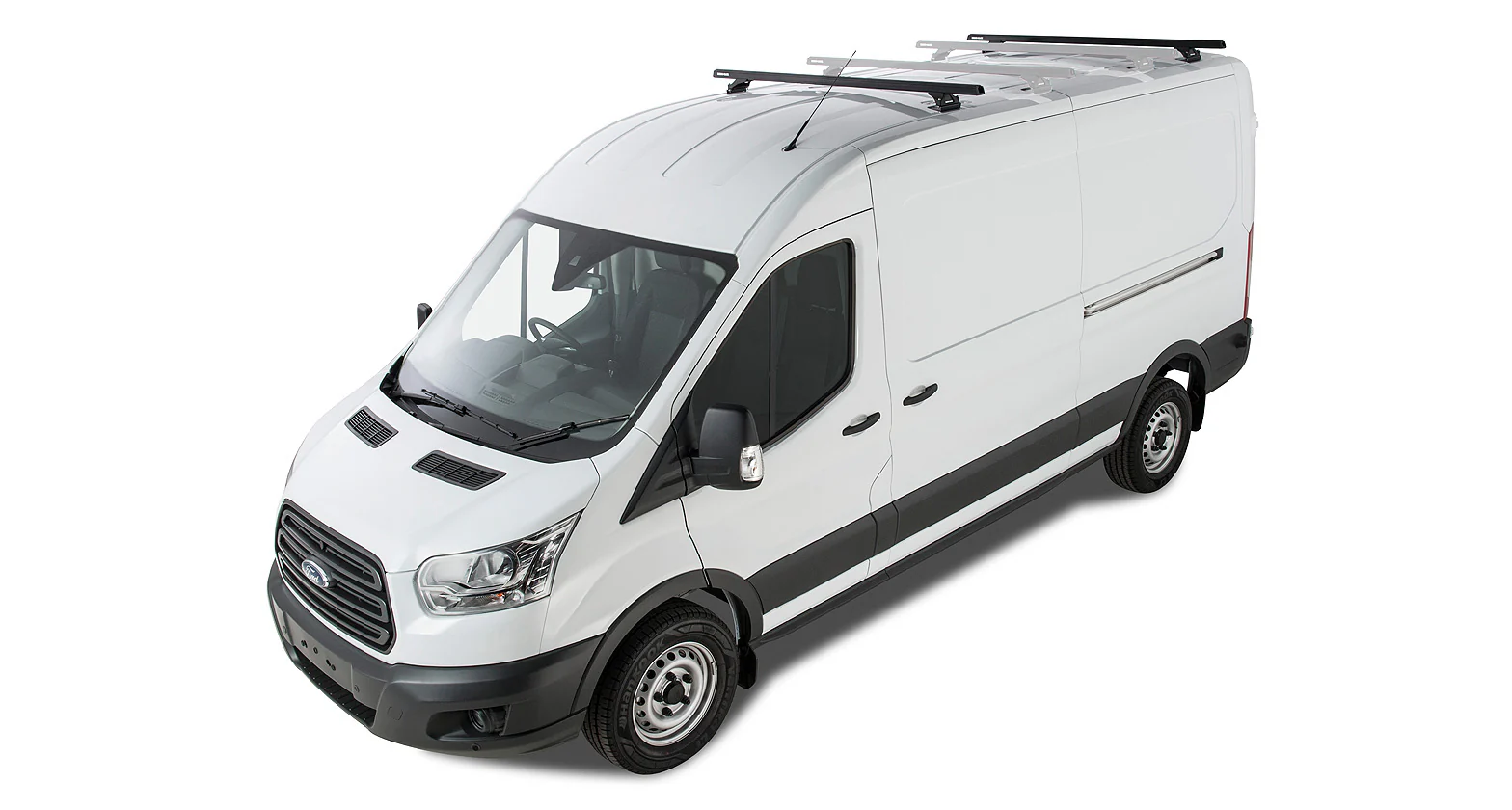 Kit 2 barres de toit noire Heavy Duty 1800mm avec pieds RLTP Ford Transit 2014+ - RHINO-RACK