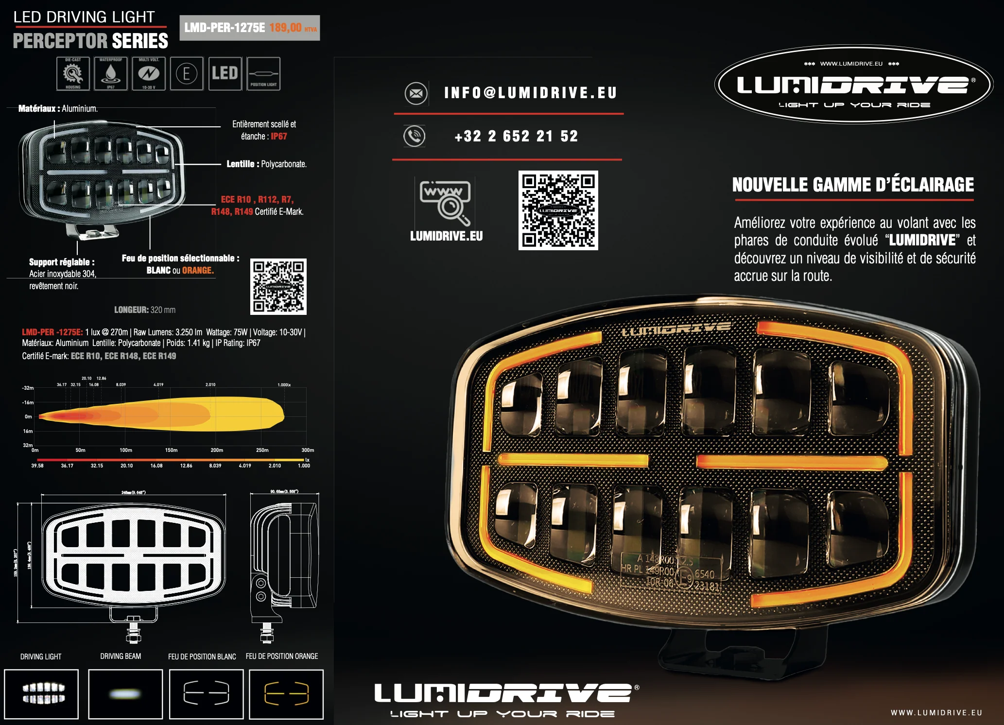 Feu de route LED Lumidrive Perceptor 1275 - Puissance & Style - Image 5