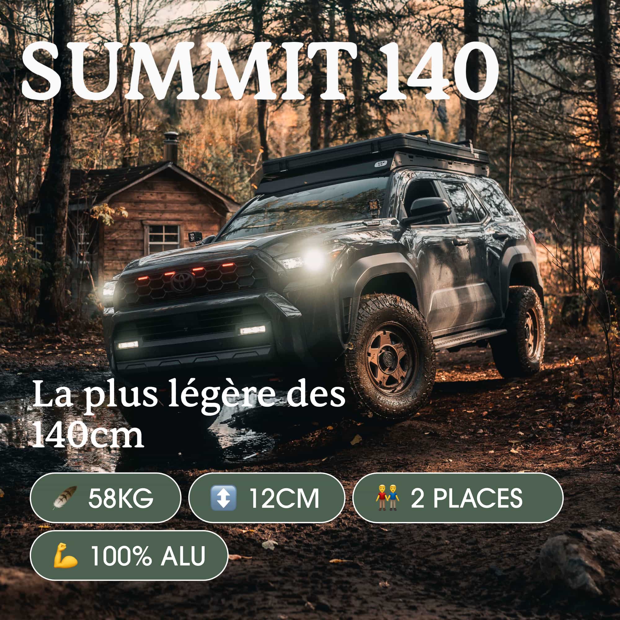 Tente de Toit Summit 140 GO OVERLAND – Coque Aluminium Ultra-Légère - Image 9