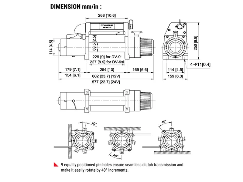 TREUIL COMEUP DV 9I 12V - 4082 KG | Cable Acier - Image 3