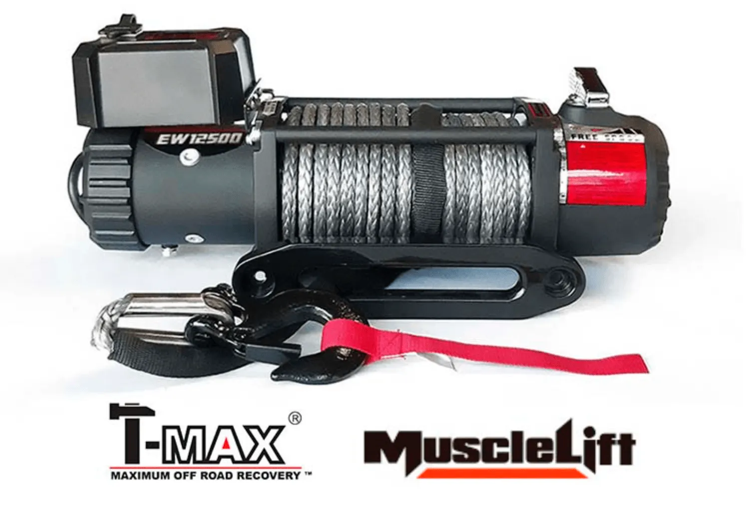 Treuil T-MAX Muscle Fit MW12500 | 5665 Kg | 12V | Cable Synthétique/Plasma